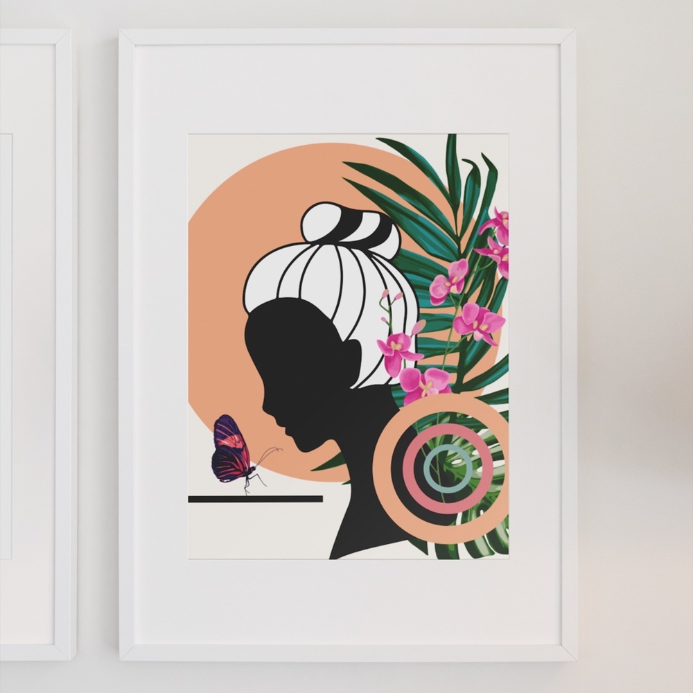 Modern Wall Art Print Butterfly Girl Unframed - Picture 7 of 15